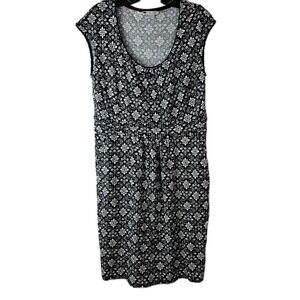 Boden‎ Margot Scoop Neck Floral Jersey Pockets Dress Womens 8 Pullover Black